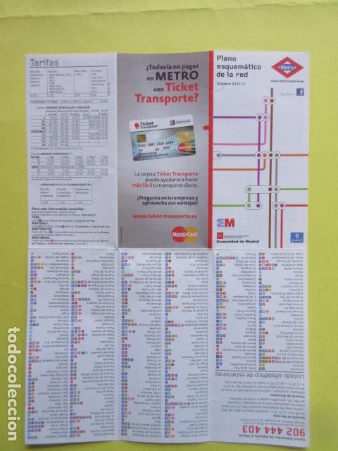 Collectionnisme Billets de transport: PLANO METRO MADRID OCTUBRE 2011/1