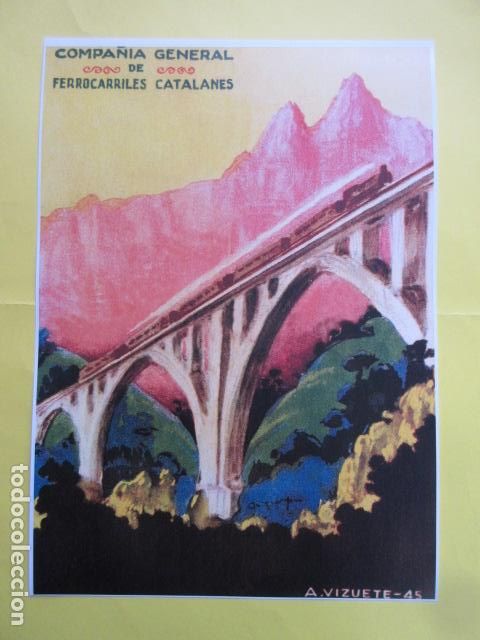 Colecionismos Bilhetes de Transporte: CARTEL REPRODUCCION PUBLICIDAD FERROCARRIL CATALANES TAMA&Ntilde;O: 45 x 32 CM