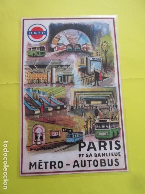 Colecionismos Bilhetes de Transporte: CARTEL REPRODUCCION PUBLICIDAD RATP PARIS METRO AUTOBUS TAMA&Ntilde;O: 26 x 42 CM