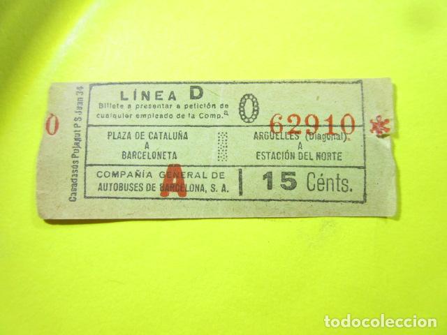 Collectionnisme Billets de transport: REF: TB-1234 COLECCION MILE BILLETE DIFERENTE COMPA&Ntilde;IA GENERAL AUTOBUSES BACELONA VER TRAYECTO LEE I