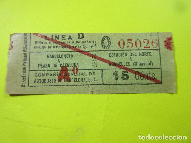 Collectionnisme Billets de transport: REF: TB-1234 COLECCION MILE BILLETE DIFERENTE COMPA&Ntilde;IA GENERAL AUTOBUSES BACELONA VER TRAYECTO LEE I
