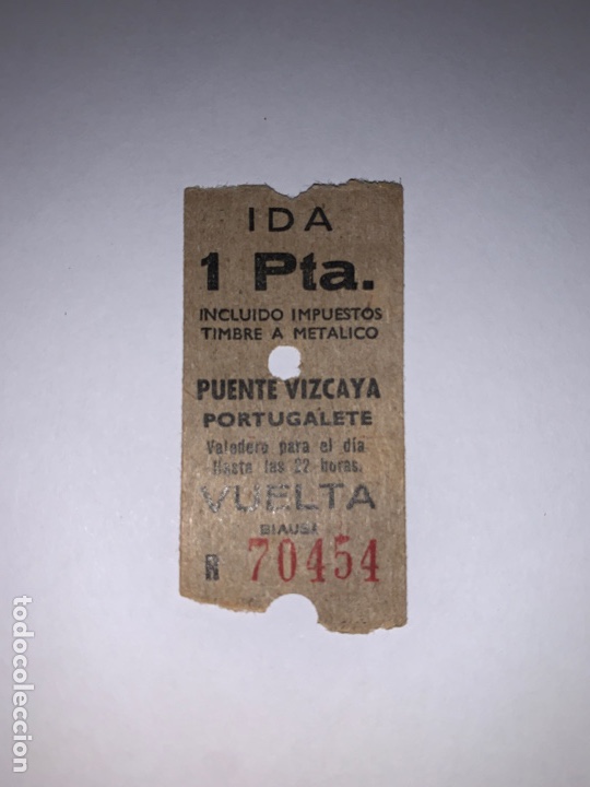 Coleccionismo Billetes de transporte: Billete Puente Vizcaya - Portugalete // Vuelta // 1 pta