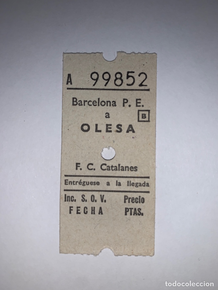 Sammeln von Fahrkarten: F. C. Catalanes // Barcelona Plaza Espa&ntilde;a - Olesa // 1964-5