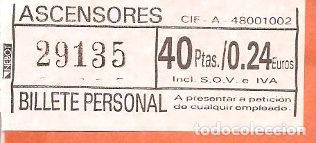 Colecionismos Bilhetes de Transporte: BILLETES TRANSPORTE, ASCENSOR DE BEGO&Ntilde;A-SOLOCOECHE BILBAO, BILLETE SIMPLE