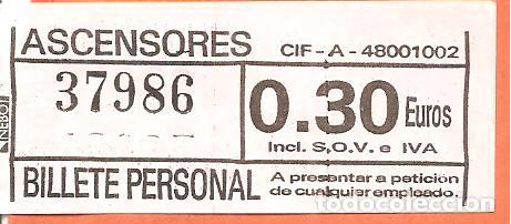 Coleccionismo Billetes de transporte: BILLETES TRANSPORTE, ASCENSOR DE BEGO&Ntilde;A-SOLOCOECHE BILBAO, BILLETE SIMPLE