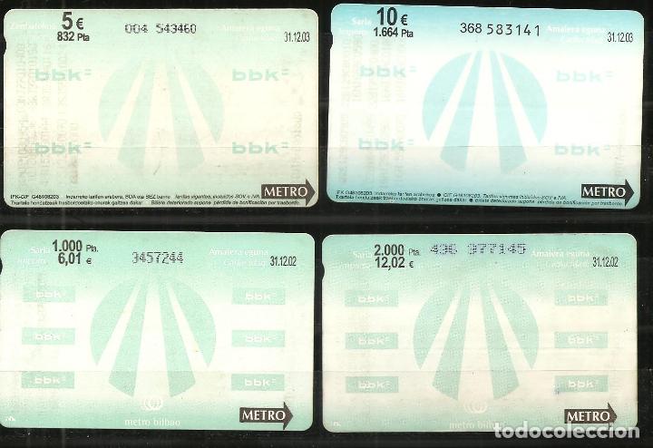 Collectionnisme Billets de transport: BILLETE, CREDITRANS-VIZCAYA, METRO-BUS, CANTO CURVO, 4 BILLETES DIFERENTES VALORES