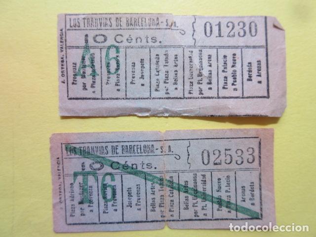 Collectionnisme Billets de transport: REF: MM-1234 - COLECCION MILES BILLETES DIFERENTES - LOS TRANVIAS DE BARCELONA PAREJA 2