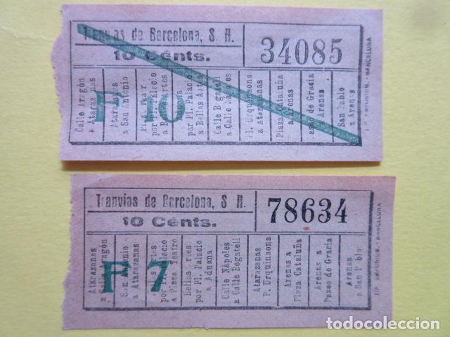 Collectionnisme Billets de transport: REF: MM-1234 - COLECCION MILES BILLETES DIFERENTES - TRANVIAS DE BARCELONA PAREJA 2