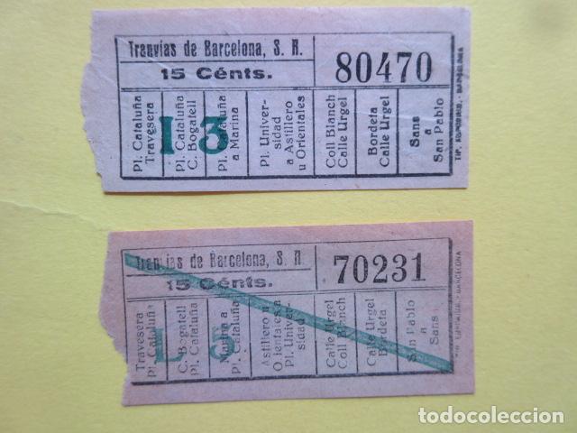Collectionnisme Billets de transport: REF: MM-1234 - COLECCION MILES BILLETES DIFERENTES - TRANVIAS DE BARCELONA PAREJA 2