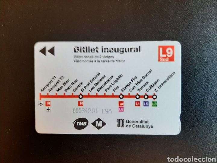 Coleccionismo Billetes de transporte: Tarjeta BILLETE INAUGURAL METRO L9 BARCELONA 2016