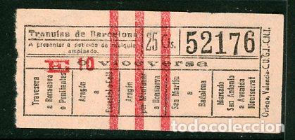 Colecionismos Bilhetes de Transporte: F20/3 - BILLETE DE TRANVIAS DE BARCELONA // ORTEGA - UGT-CNT // SEIS9