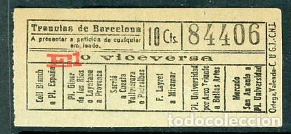 Colecionismos Bilhetes de Transporte: F20/3 - BILLETE DE TRANVIAS DE BARCELONA // ORTEGA - UGT-CNT // SEIS9