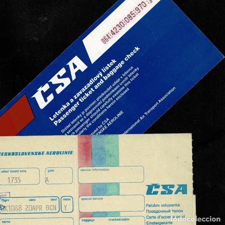 Collectionnisme Billets de transport: Billete y tarjeta embarque CSA - Checoslovaquia - Aerolineas