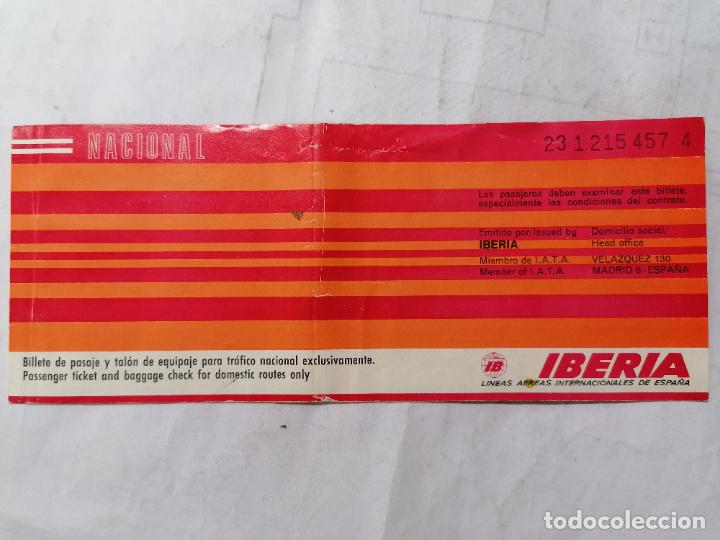 Collectionnisme Billets de transport: BILLETE DE PASAJE, COMPA&Ntilde;IA IBERIA, MALAGA - MADRID