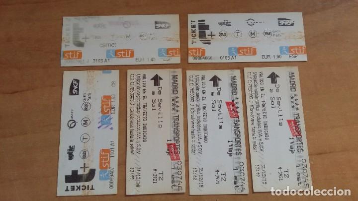 Collectionnisme Billets de transport: 6 billetes (3 del metro de Madrid de Sevilla a Sol de 31/12/2015) y 3 de t+ Stif SNCF optile (2017)