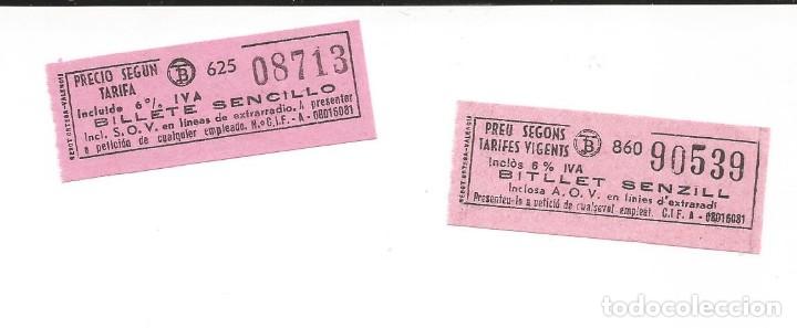 Collectionnisme Billets de transport: Dos billetes de autob&uacute;s. Barcelona. A&ntilde;os 80' Tal como se ve en la foto