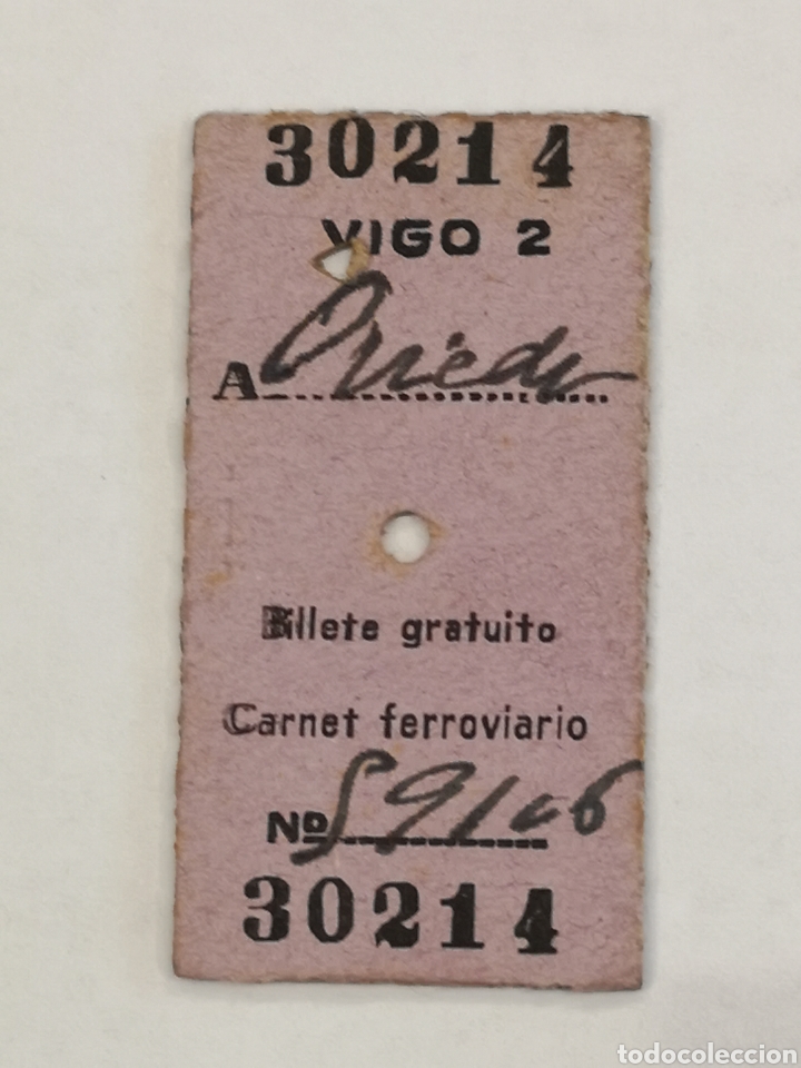 Collectionnisme Billets de transport: FERROCARRIL. VIGO A OVIEDO. BILLETE DE TREN GRARUITO CARNET FERROVIARIO.