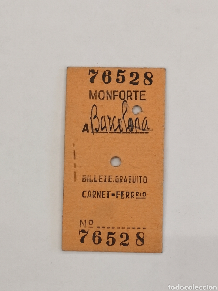 Collectables Transport Tickets: FERROCARRIL. MONFORTE A BARCELONA. BILLETE DE TREN GRATUITO CARNET FERROVIARIO
