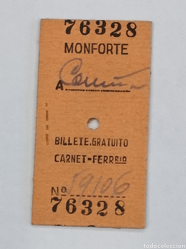 Sammeln von Fahrkarten: FERROCARRIL. MONFORTE A CORU&Ntilde;A. BILLETE DE TREN GRATUITO CARNET FERROVIARIO