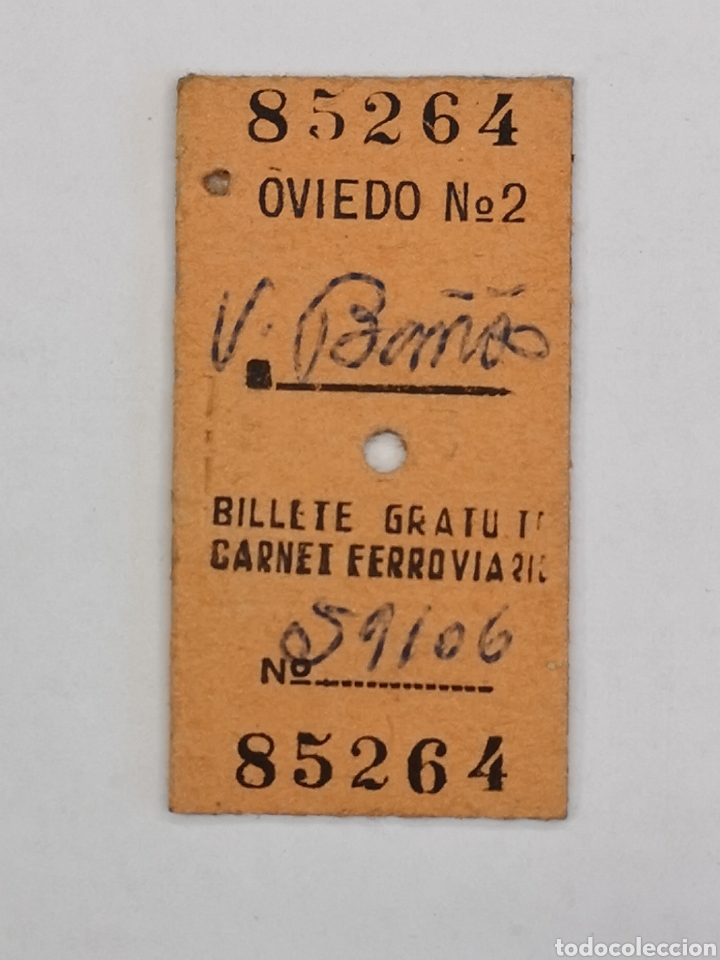 Collectionnisme Billets de transport: FERROCARRIL. OVIEDO 2 A VENTA DE BA&Ntilde;OS. BILLETE DE TREN GRATUITO CARNET FERROVIARIO.