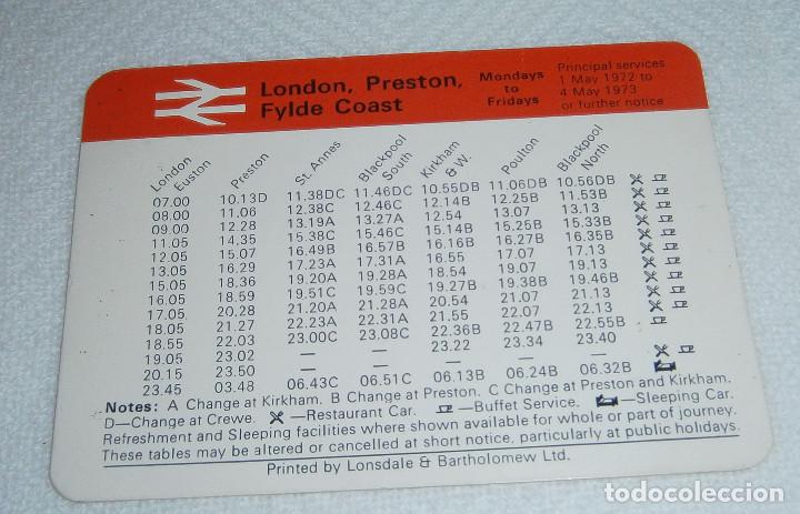 Collectionnisme Billets de transport: tarjeta del horario de los trenes en londres a&ntilde;os 70