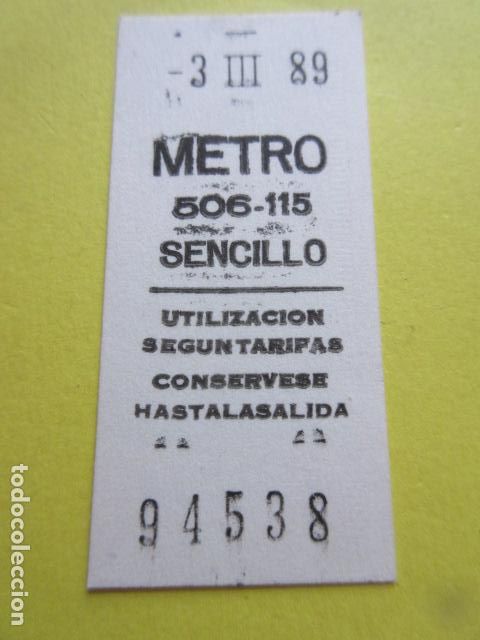 Collectionnisme Billets de transport: BILLETE METRO DE MADRID GOYA 720 - 506-115