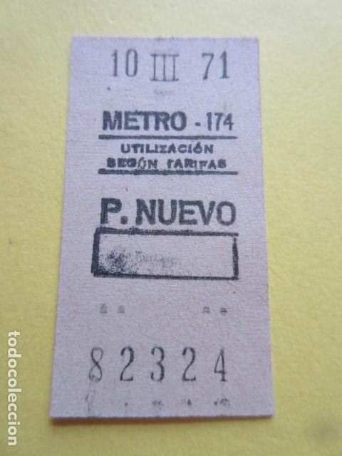 Collectionnisme Billets de transport: BILLETE METRO DE MADRID RECTANGULO PARADA P. NUEVO 174