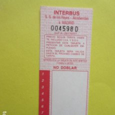 Coleccionismo Billetes de transporte: TARJETA RESISTIVA BONO BUS BONOBUS - SIN USAR INTERBUS SAN SEBASTIAN DE LOS REYES ALCOBENDAS MADRID. Lote 253264000