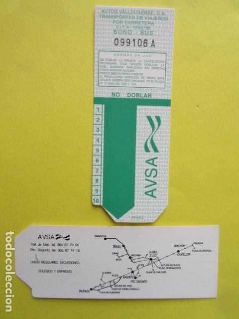 Coleccionismo Billetes de transporte: TARJETA RESISTIVA BONO BUS BONOBUS - SIN USAR AVSA AUTO VALLDUXENSE VALL UXO SAGUNTO CASTELLON