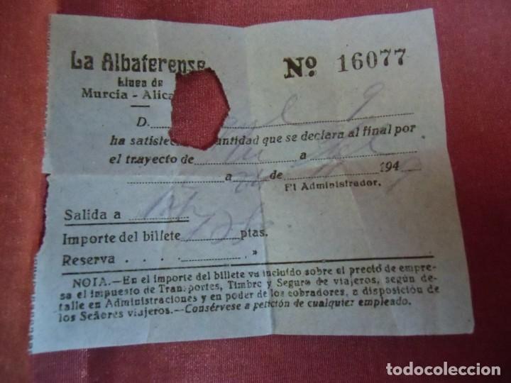 Collectionnisme Billets de transport: BILLETE AUTOCARES ALBATERENSE.1949.LINEA MURCIA-ALICANTE.