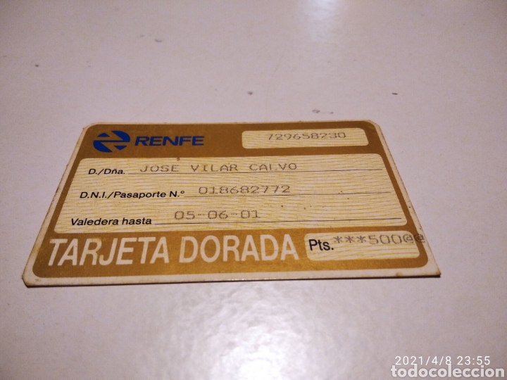 Collectionnisme Billets de transport: Renfe tarjeta dorada 2000