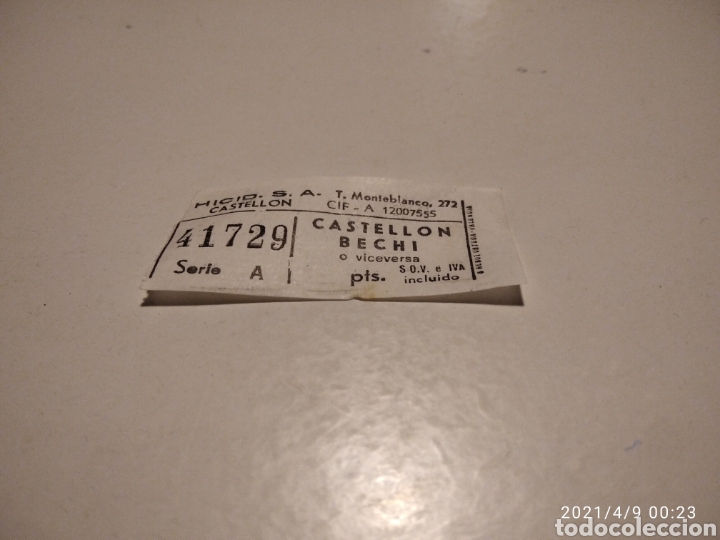 Collectionnisme Billets de transport: Tiket Castell&oacute;n betxi
