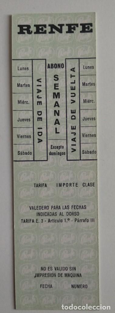 Collectionnisme Billets de transport: Abono semanal Renfe A&ntilde;os 70 Sin usar