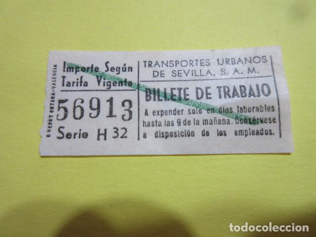 Collectionnisme Billets de transport: BILLETE TRANSPORTE URBANOS SEVILLA BILLETE TRABAJO ENTRE HORAS