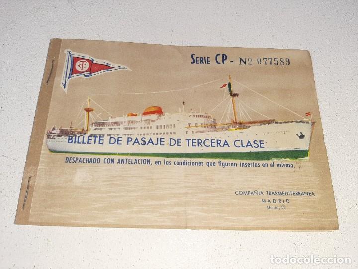 Collectionnisme Billets de transport: ANTIGUO BILLETE DE LA COMPA&Ntilde;IA NAVIERA TRANSMEDITERRANEA SERIE CP 3&ordf; CLASE A&Ntilde;OS 50 SATURIO MARTINEZ
