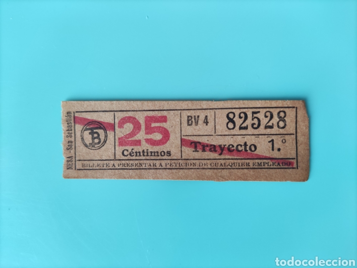 Collectionnisme Billets de transport: Billete Antiguo NESA-SAN SEBASTI&Aacute;N. 25 C&eacute;nts. Capic&uacute;a.