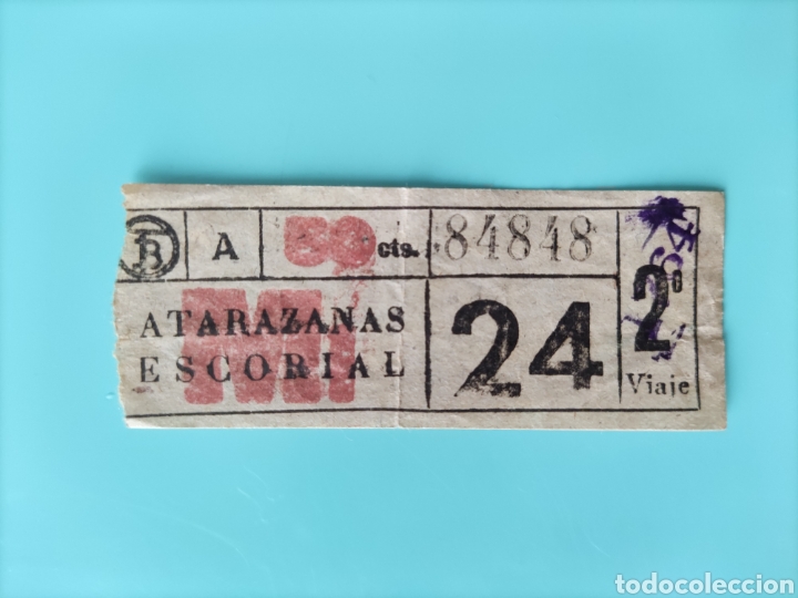 Collectionnisme Billets de transport: Billete antiguo. ATARAZANAS ESCORIAL. 50 C&eacute;nts. Capic&uacute;a.