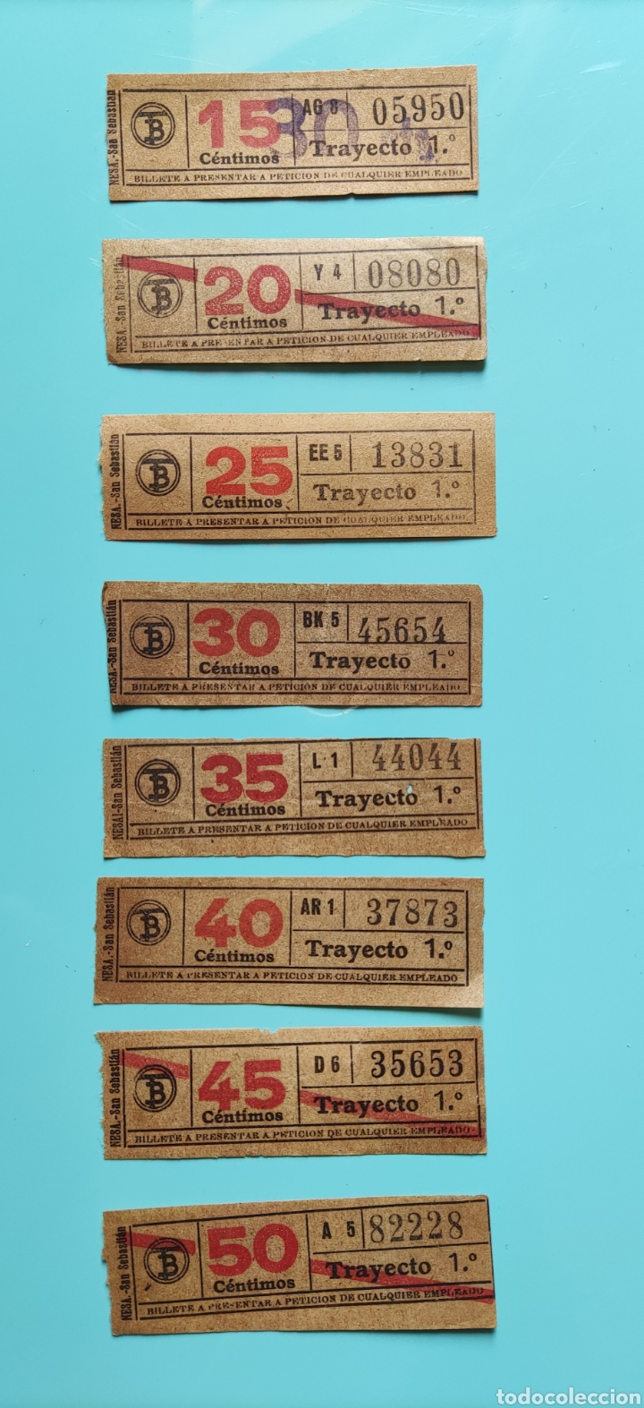 Collectionnisme Billets de transport: Lote billetes antiguos NESA-SAN SEBASTI&Aacute;N. CAPIC&Uacute;A.