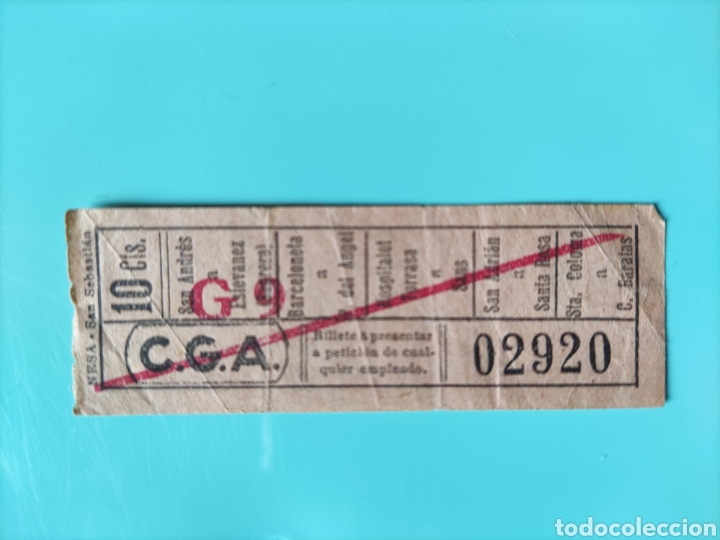 Collectionnisme Billets de transport: Billete antiguo. C.G.A.10 C&Eacute;NTS. CAPIC&Uacute;A 02920