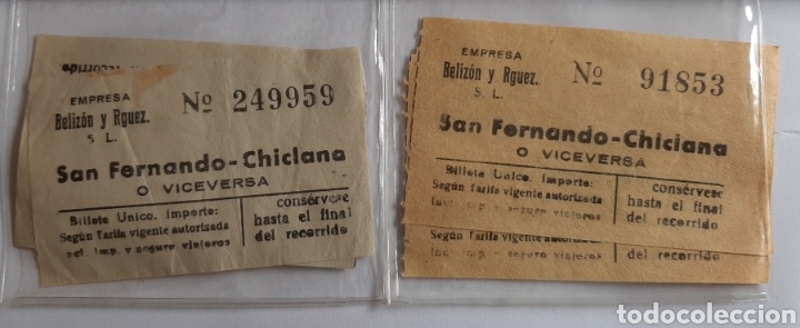 Collectionnisme Billets de transport: Billetes autob&uacute;s Empresa Belizon y Rodriguez. San Fernando - Chiclana