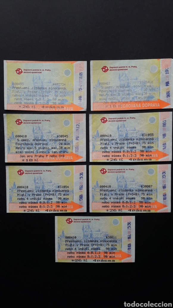 Colecionismos Bilhetes de Transporte: 7 billetes transporte Praga