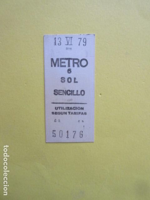Coleccionismo Billetes de transporte: REFERENCIA REFMM01 - METRO MADRID - MODELO PARADA sencillo COLOR BLANCO - SOL 6 - 1979