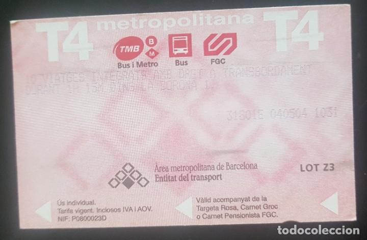 Collectionnisme Billets de transport: Billete de transporte T4 Barcelona. Tarjeta rosa