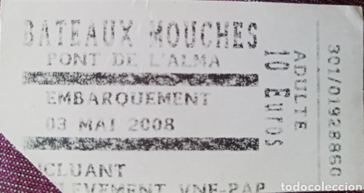 Collectionnisme Billets de transport: BILLETE BATEAUX MOUCHES PAR&Iacute;S