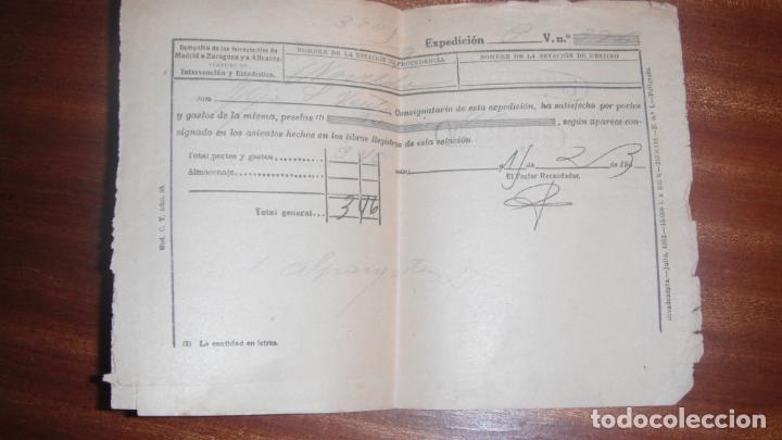 Sammeln von Fahrkarten: RECIBO EXPEDICION FERROCARRIL NOVELDA-VILLACA&Ntilde;AS 15-FEBRERO-1933
