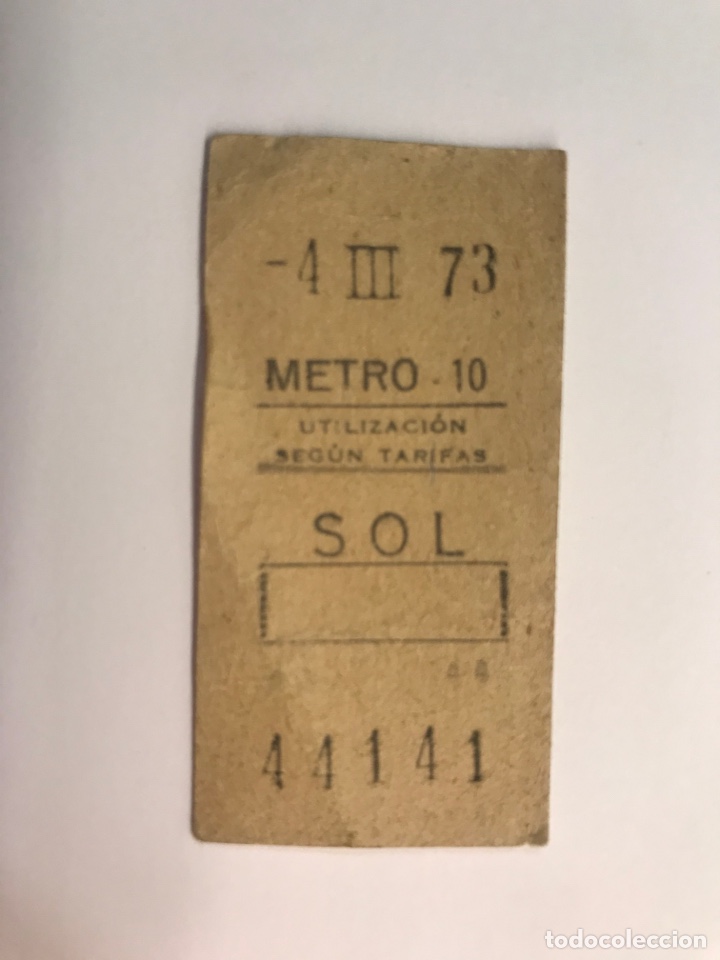 Collectables Transport Tickets: BILLETE METRO, Sol. 4 de Marzo de 1973, Madrid