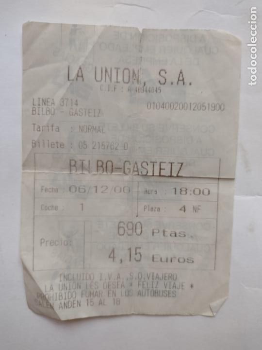 Colecionismos Bilhetes de Transporte: BILLETE BUS LA UNI&Oacute;N - BILBO - GASTEIZ - 2001 - TICKET