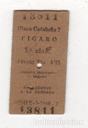 Collectables Transport Tickets: BILLETE TREN PLAZA CATALU&Ntilde;A FIGARO. BARCELONA. 3&ordf; CLASE
