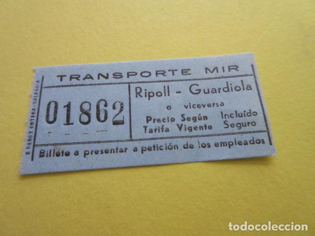 Colecionismos Bilhetes de Transporte: BILLETE TRANSPORTES MIR RIPOLL GUARDIOLA COLOR AZUL