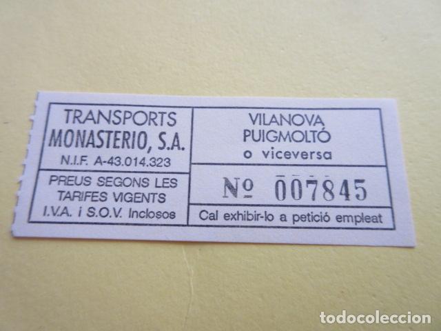 Collectionnisme Billets de transport: BILLETE TRANSPORTES MONASTERIO - COLOR AMARILL------- VENDRELL VILANOVA LA GELTRU VILAFRANCA PENEDES